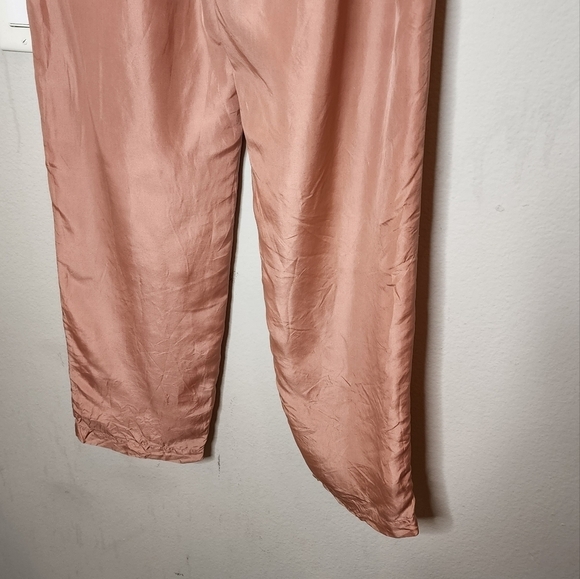 100% silk blush pink pants lined size small stretch waist - Picture 6 of 16